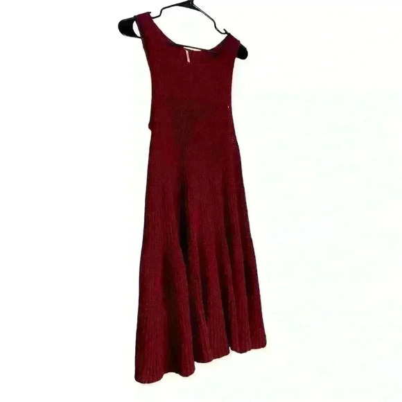 Free People maroon Waterfall Knit swing crew neck Dress with slip size Small - Picture 6 of 15
